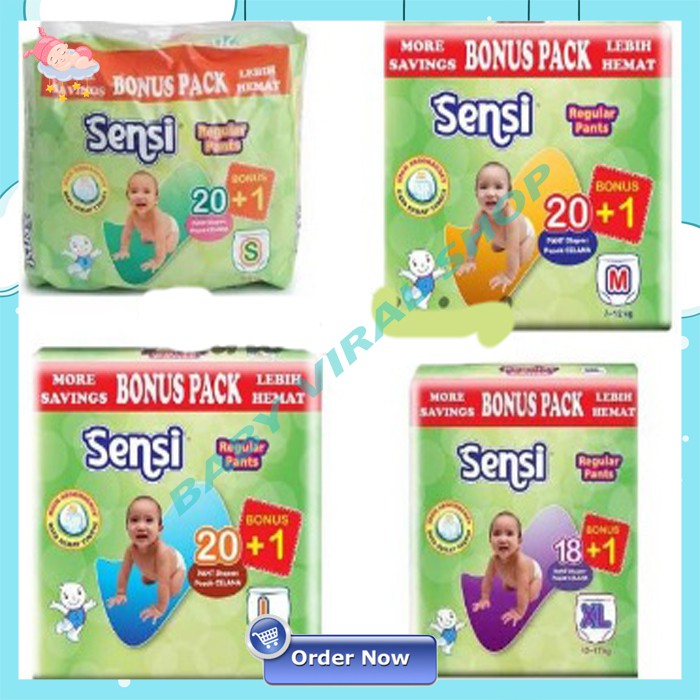 Sensi Pants Popok Bayi S20 / M20 / L20 / XL18 - Popok Celana Bayi Regular Pants Pampers NS 247