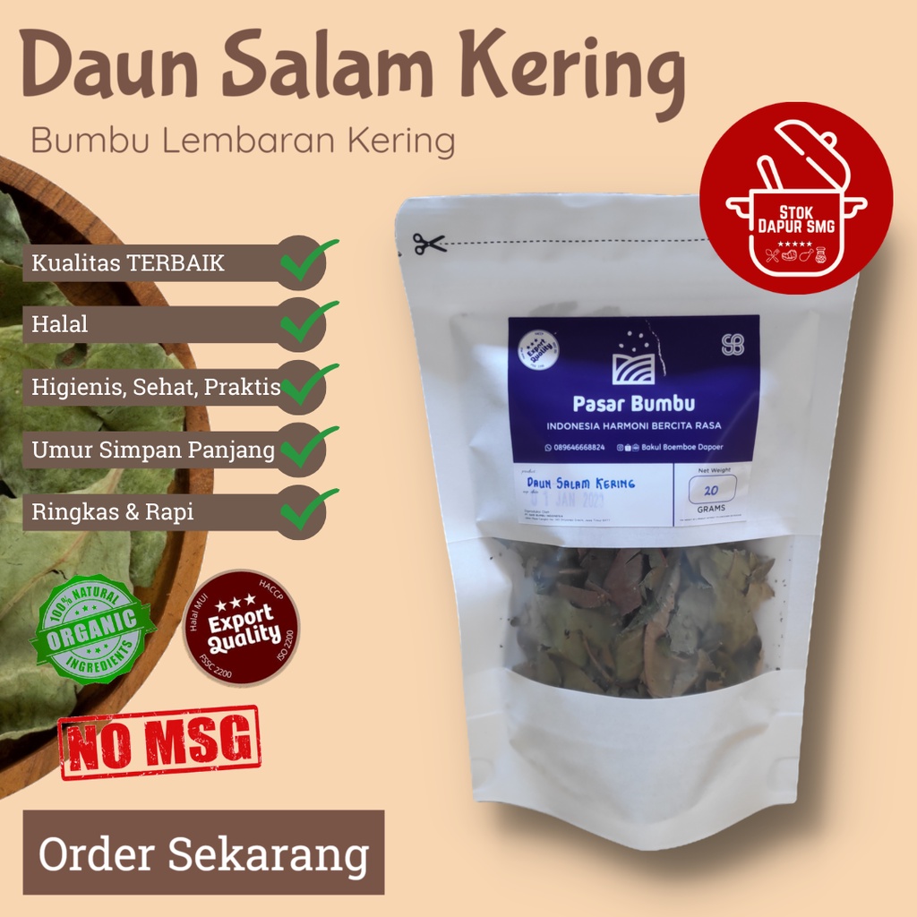 

Pasar Bumbu Daun Salam Kering / Dried Bay Leaves Pouch 20gr