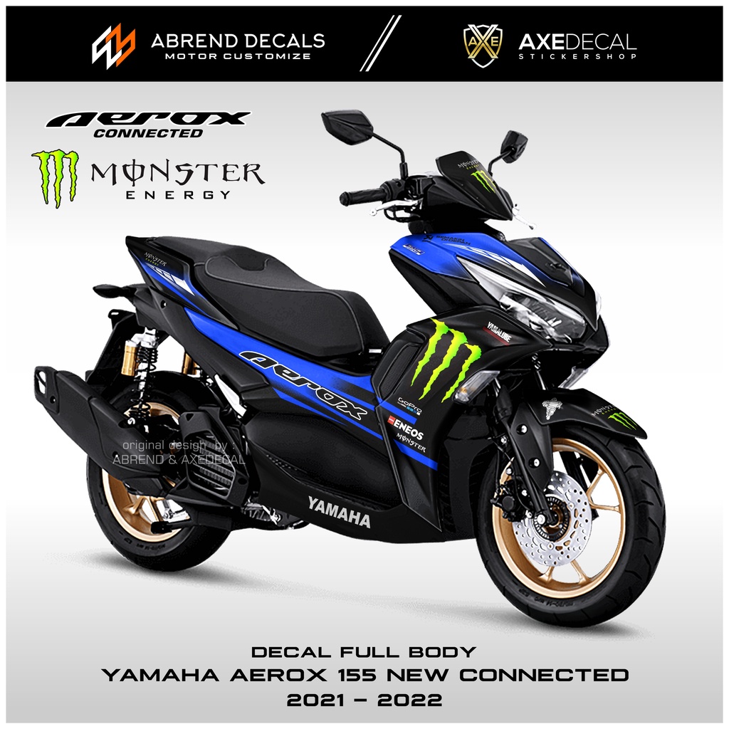 DECAL FULLBODY AEROX NEW CONNECTED LIVERY MONSTER E / STIKER MOTOR YAMAHA AEROX BARU DESAIN CUSTOM /