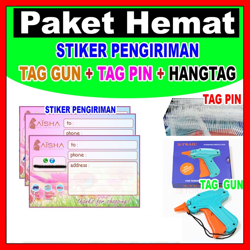 

Paket Hemat (Stiker Pengiriman + Tag Pin + Tag Gun + Hangtag) Free Desain