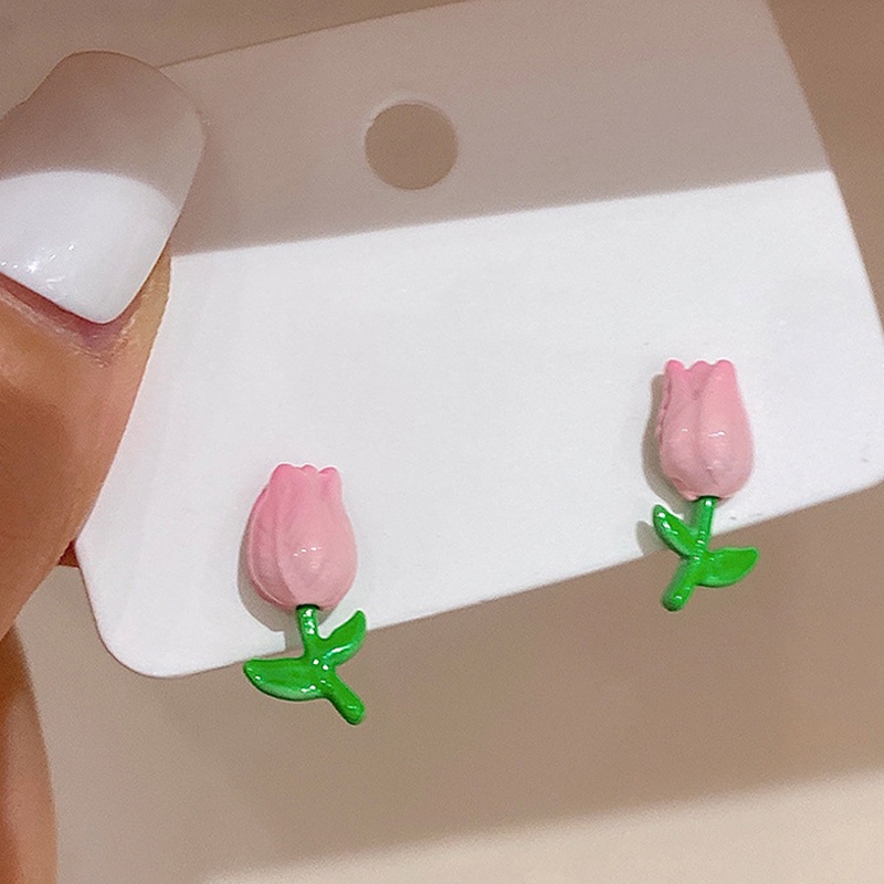 Anting Bentuk Tulip Warna Pink Untuk Wanita