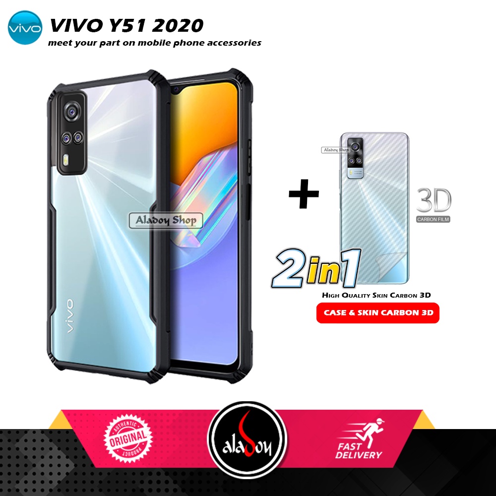 Case Vivo Y51 Armor Fusion Transparent Casing Free Skin Carbon 3D