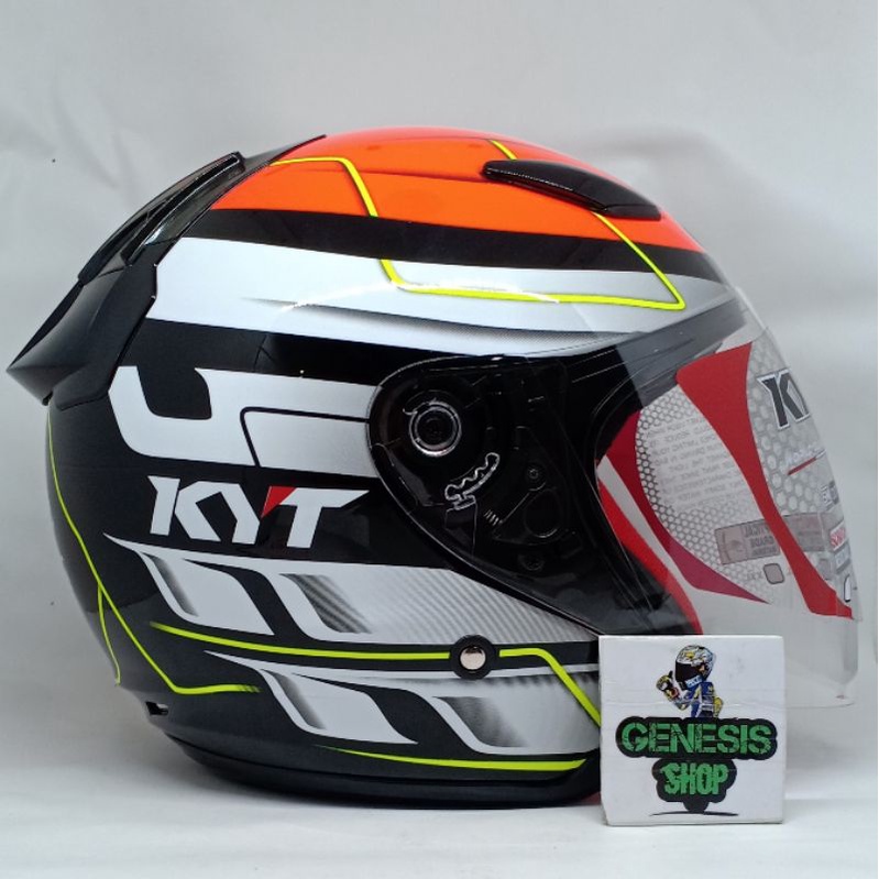 Helm KYT  half face helm KYT DJ MARU motif-#13 black orange