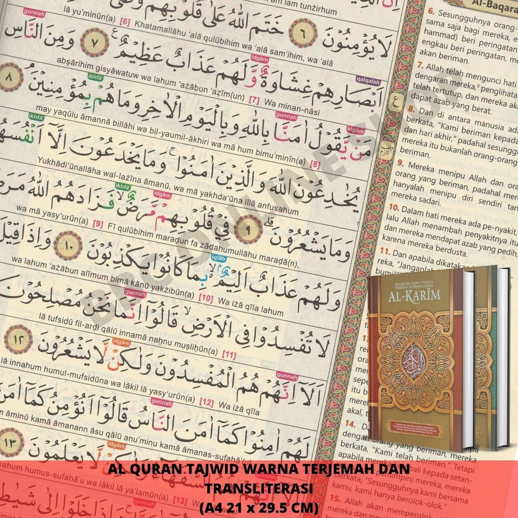 AL QURAN AL KARIM A4 TAJWID WARNA TERJEMAH & TRANSLITERASI