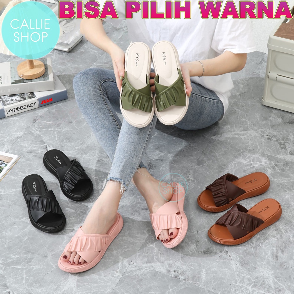 Sandal Wedges Wanita Cantik Selop Jelly HYS 2302-1 SLROK