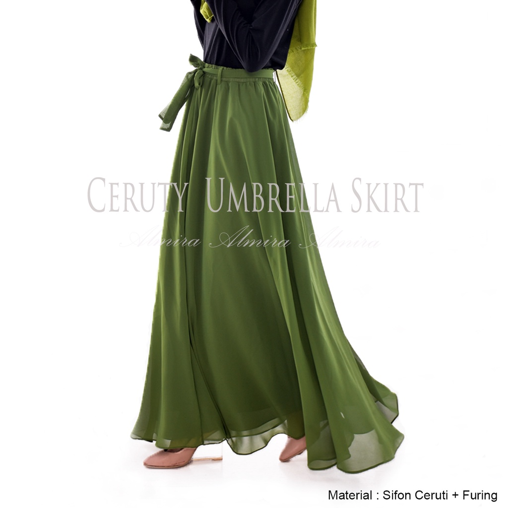 Rok Sifon Panjang Wanita Muslimah Chiffon Ceruti Umbrella Skirt Griyaraditya Almira