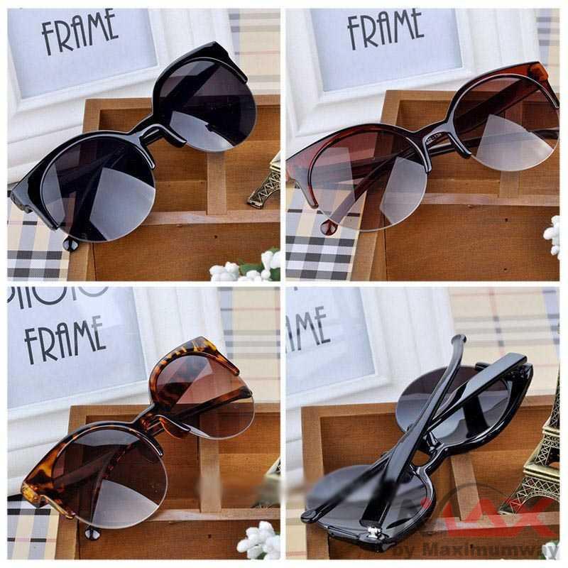 Kacamata Hitam Cat Eye Wanita UV400 Auto Cantik Imut Bagus Korea Fashion Retro Vintage CatEye Sunglasses Half Frame Sunglasses Women Sun Glasses Anti-UV Sunglasses Female Travel Party Glasses Fashion Brand Designer Cat Eye Women Sunglasses Oversized