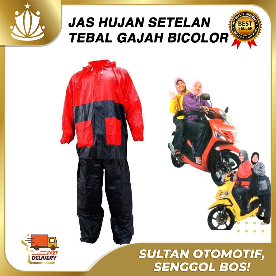 JAS HUJAN Setelan Jaket Celana Merk Gajah Bicolour Awet Promo MURAH