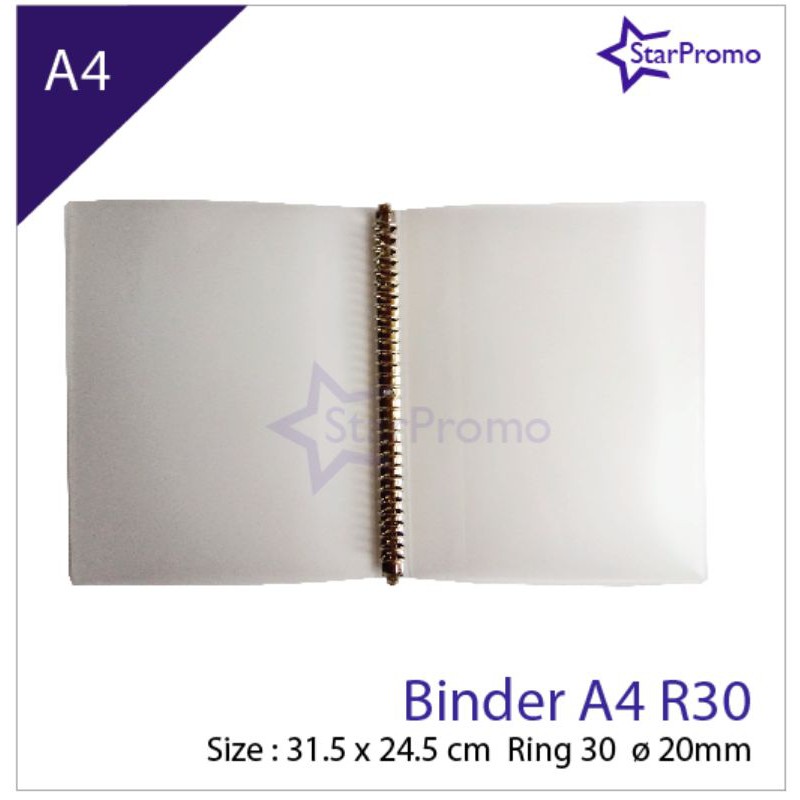Binder Plastik A4 Translucent Ring 30 untuk Looseleaf Binder Kuliah