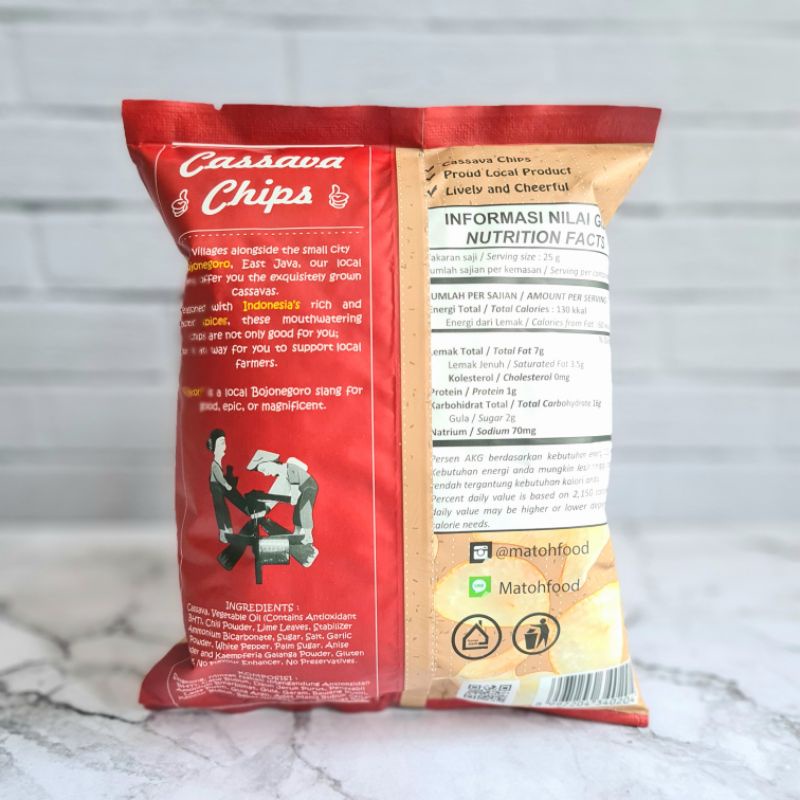 MATOH Keripik Singkong / Cassava Chips Gluten Free 75 gram - Sambal Purut