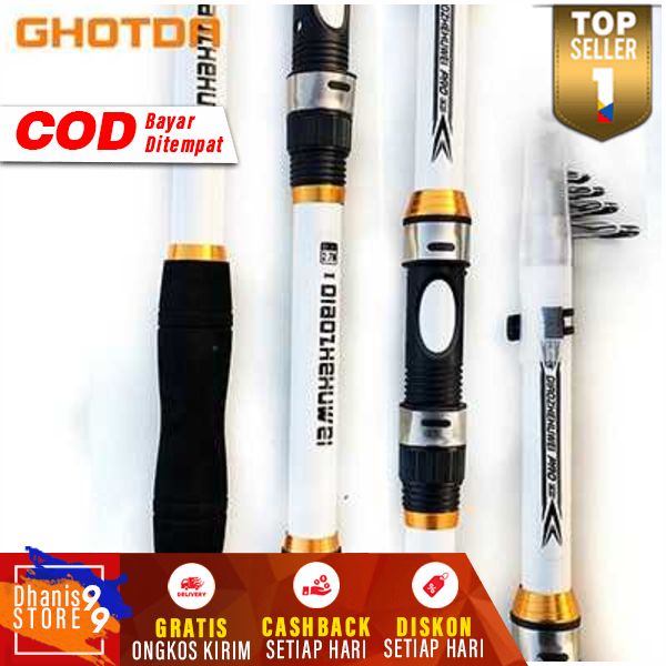 TaffSPORT Joran Pancing Panjang Portable Carbon Fiber Tongkat Pancing Telescopic Kuat Perlengkapan Mancing Berkualitas