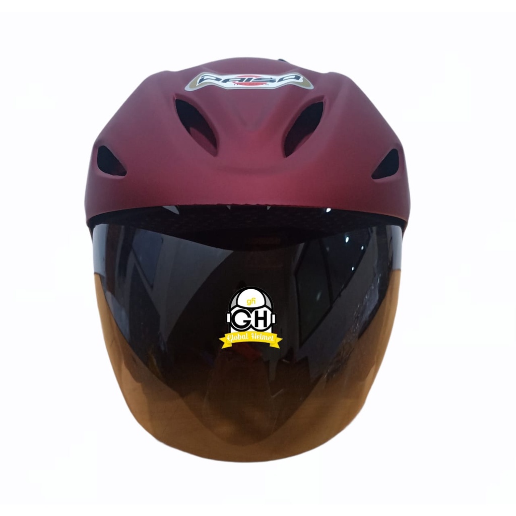 HELM RAVIGATOR SOLID MAROON DOFF HALF FACE MURAH SNI SATU KACA