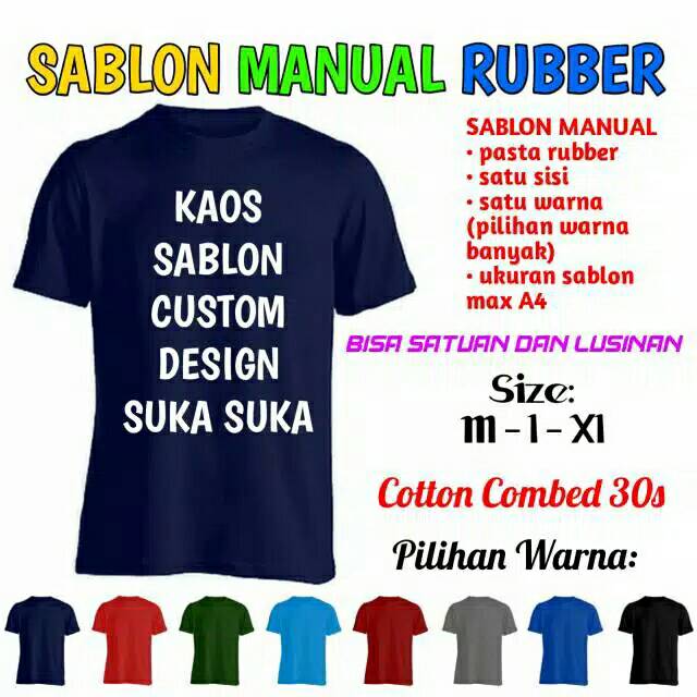 SABLON KAOS SATUAN/GROSIR/RUBBER/PRIA