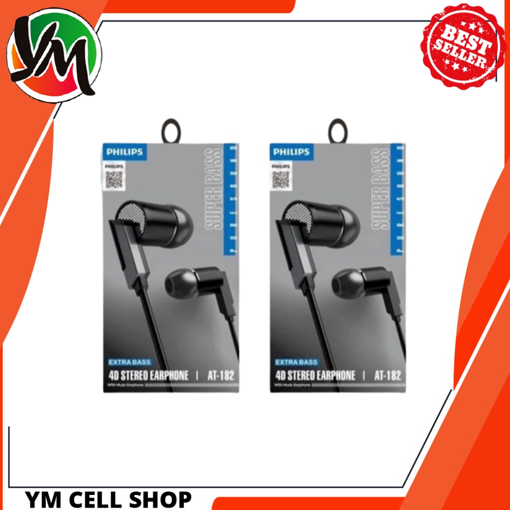 HANDSFREE PHILIPS AT-182 EXTRA BASS 4D Stereo Earphone Wired