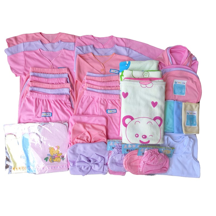 36pcs Paket Perlengkapan Baju Bayi celana bayi kado popok singlet gurita waslap handuk topi baru lahir SNI 210 Jumbo Promo 8.8