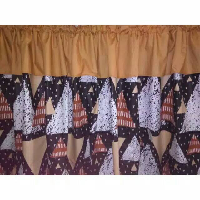 Gorden bawah kompor/Gorden kolong dapur motif segitiga cokelat