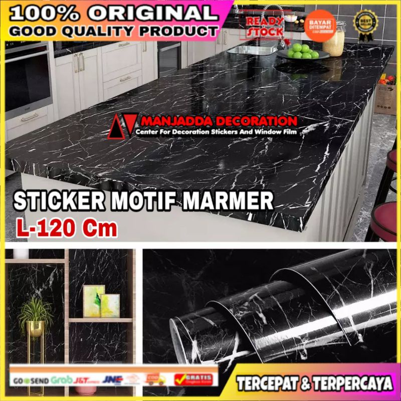 TERMURAH PROMO WALLPAPER STIKER MARMER HITAM KUALITAS PREMIUM