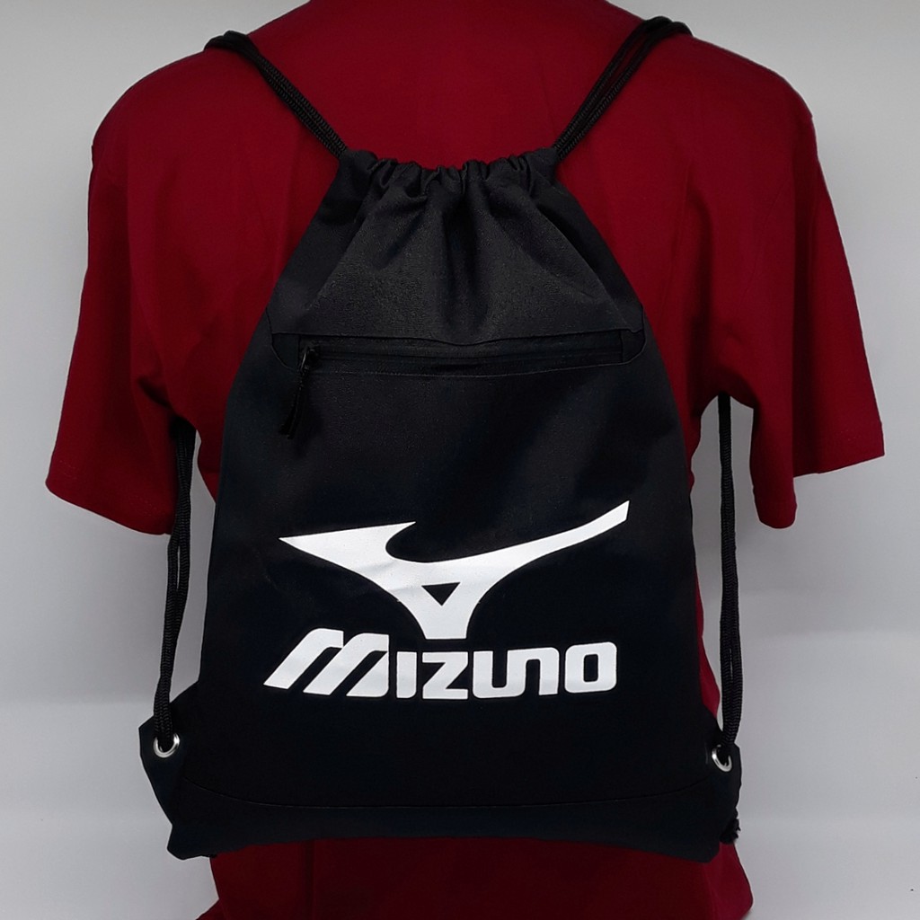 Tas serut Gymsack String bag Tas sepatu futsal bola Mizuno black