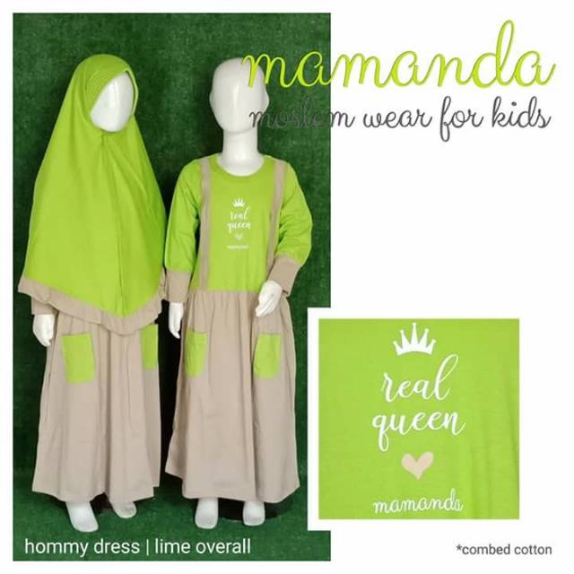 Gamis anak mamanda "HD lime overall"