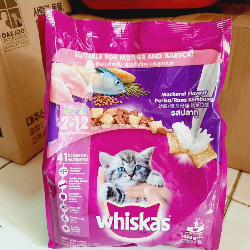 Whiskas junior macarel 450gr fresh pack