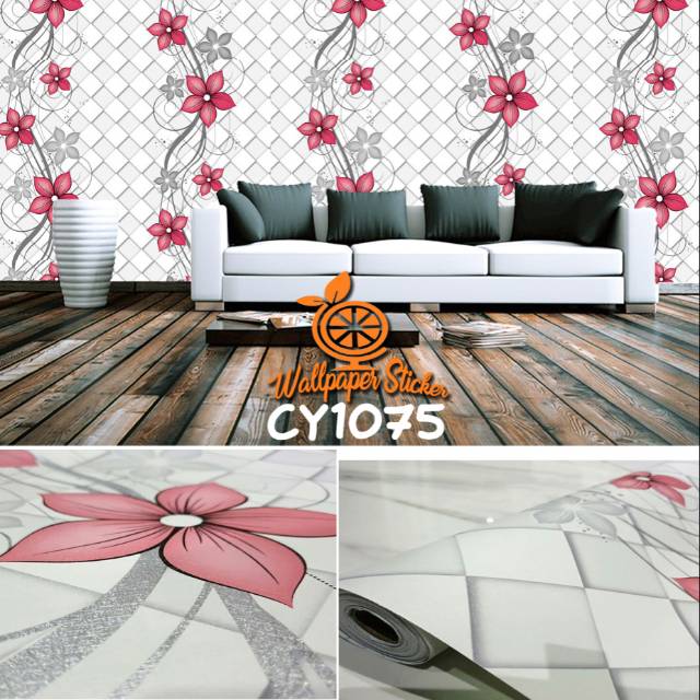 Wallpaper Motif Bunga Merah #CY1075