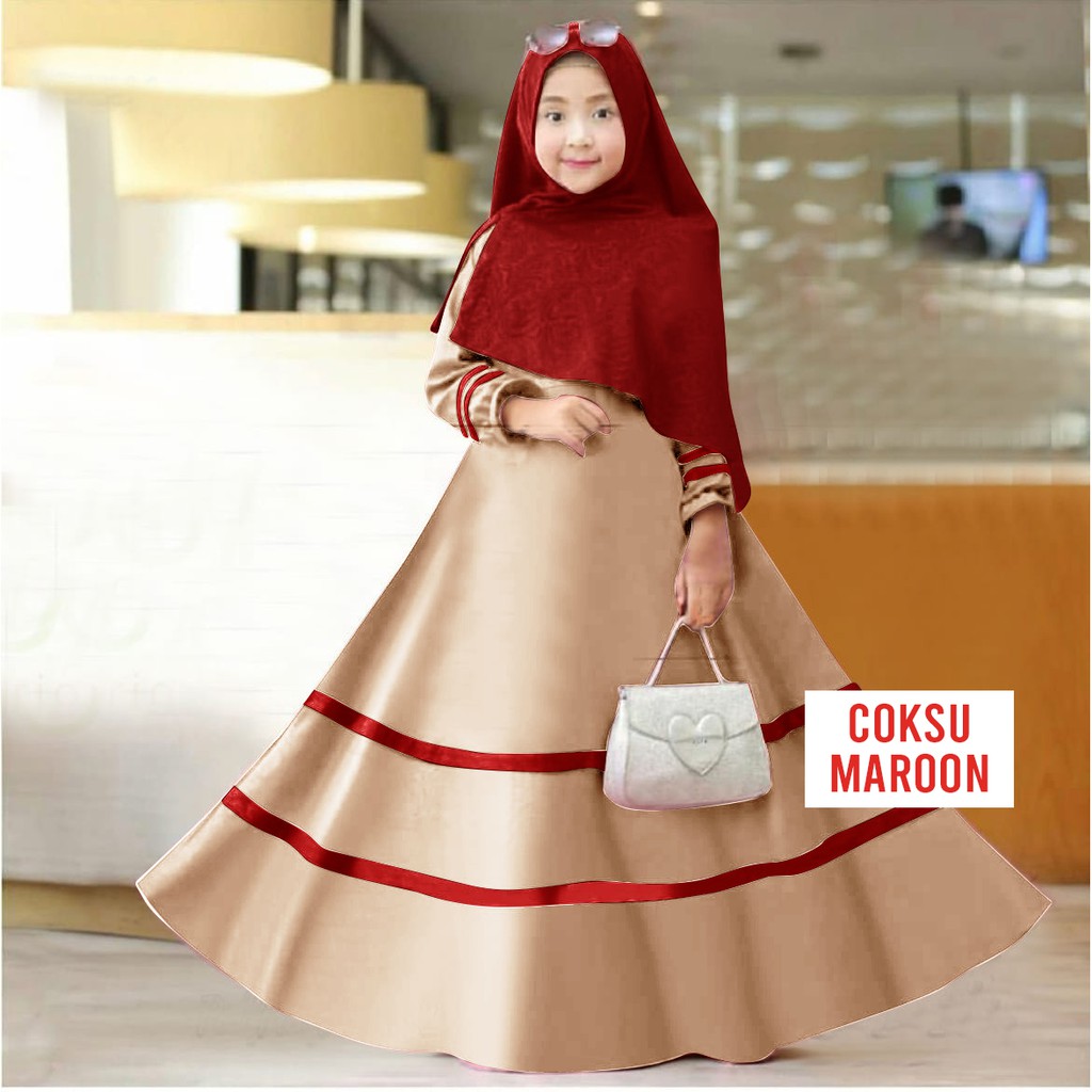 HOPYLOVY - Gamis Anak Listy Maxi + Bergo