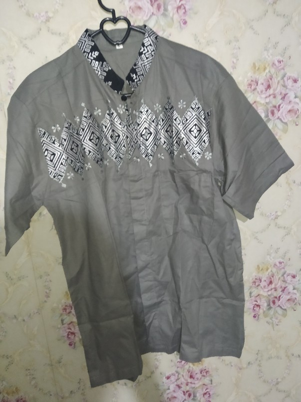 Baju Koko Kombinasi Batik Dan Bordir Ukuran Regular M L Xl