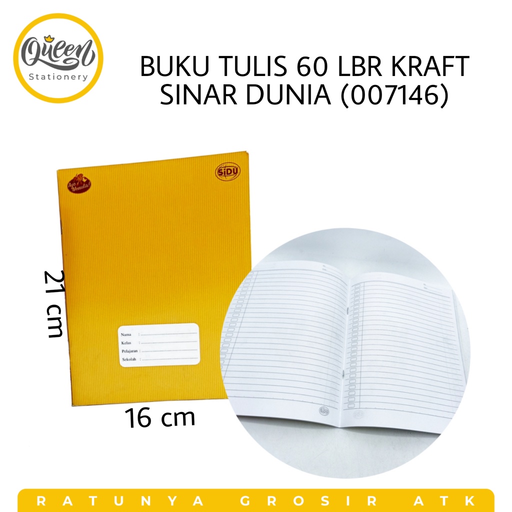 

1 PCS BUKU TULIS 60 LBR KRAFT SINAR DUNIA / BUKU SEKOLAH / BUKU CATATAN (007146)