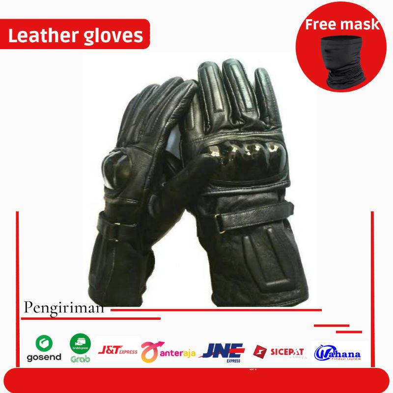 Sarung Tangan Kulit Asli Batok Protector Full Finger Free Masker Murah