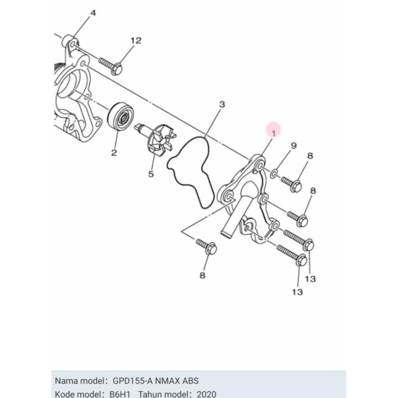 COVER HOUSING  COVER WATER PUMP NEW NMAX 2020 ASLI ORI YAMAHA B6H E2422 00