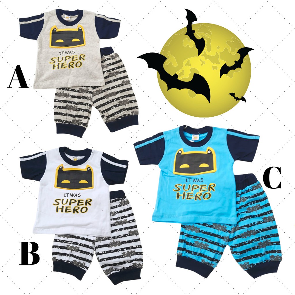 Paket Isi 3pcs Setelan Celana Batman Anak Laki Laki Fashion Set Bayi Baby Boy Murah Bestseller  K404