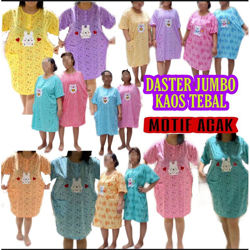 babydoll daster perempuan dewasa jumbo bb max 85kg bahan kaos kancing 3 dan kantong 1 busui
