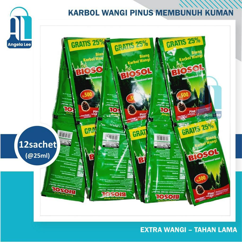 BIOSOL karbol extra wangi bunuh kuman virus renceng 12 sachet @25ml pel pembersih lantai