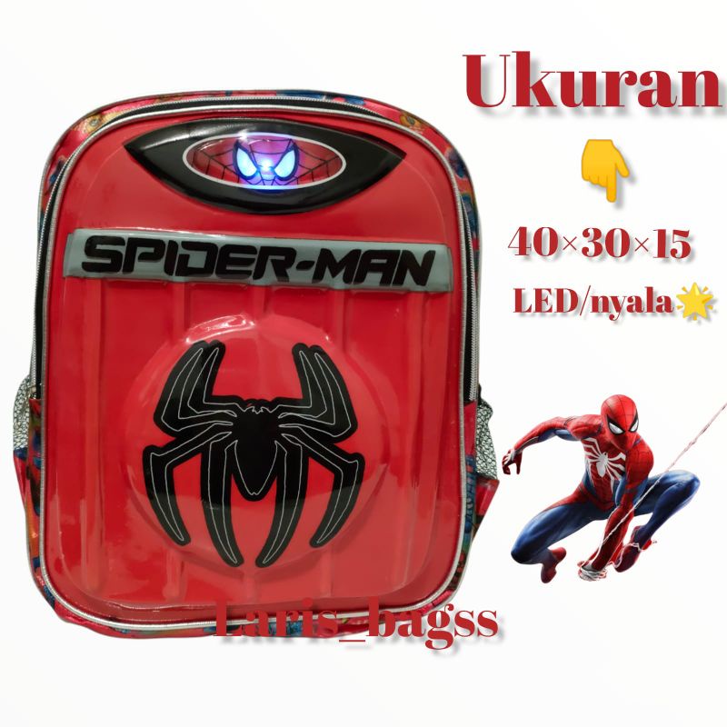 tas anak Spiderman/tas anak sekolah/tas anak karakter/tas anak timbul led/tas anak SD/tas anak ransel/tas anak laki-laki/tas anak tk