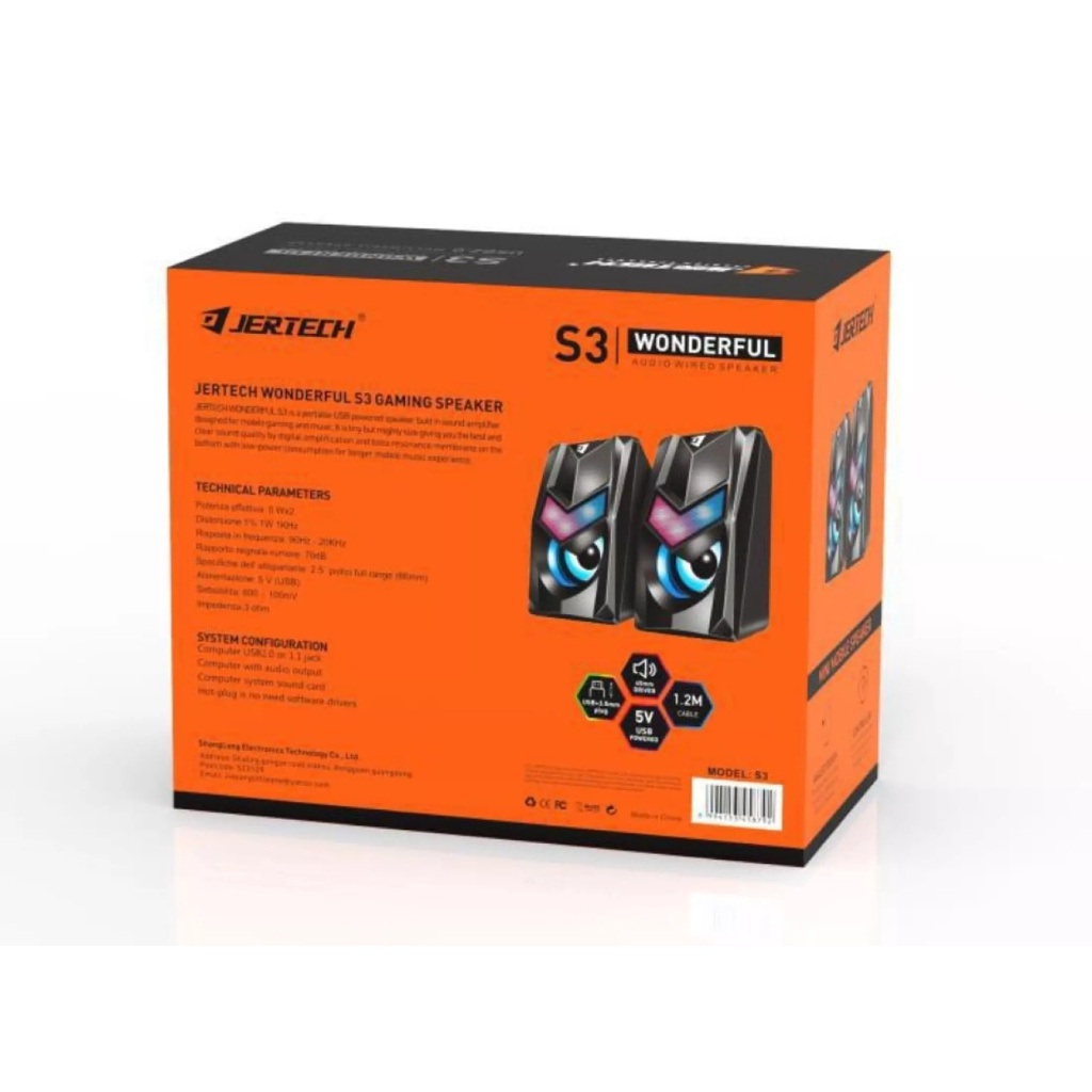 Speaker Aktif 2.0 Jack Aux 1.2m Speaker Komputer Laptop PC Jertech S3 -XOBOX