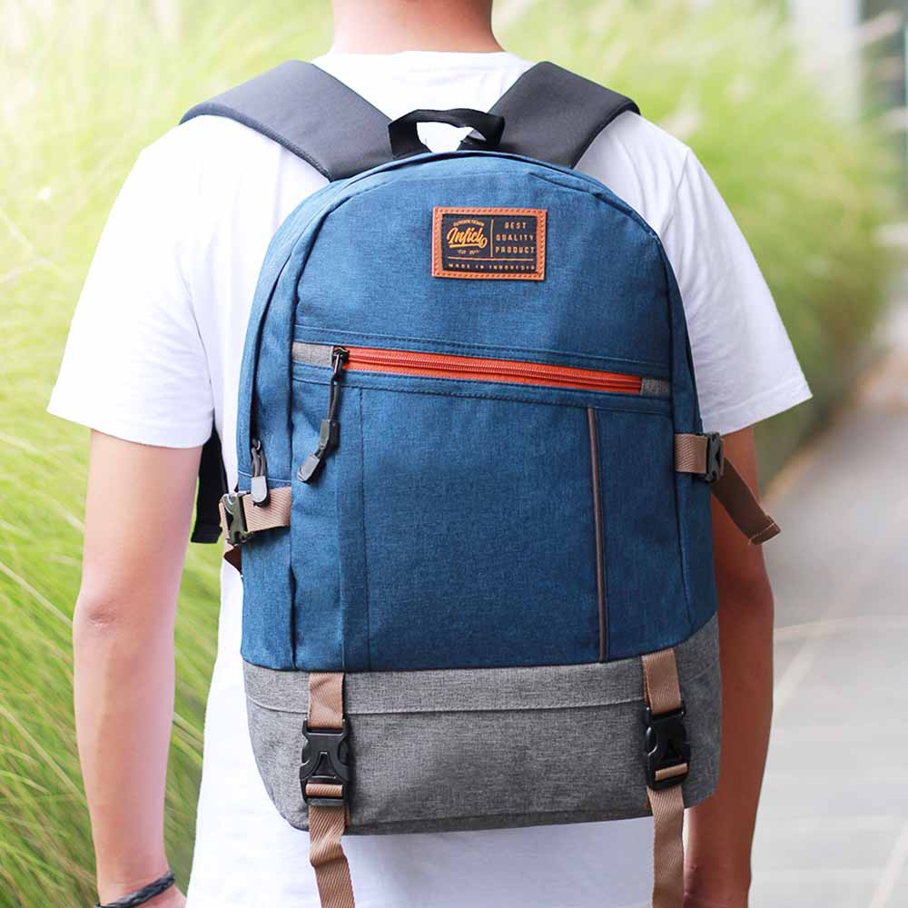 Stylish Backpack Tas Ransel Sekolah Pria Kasual Biru