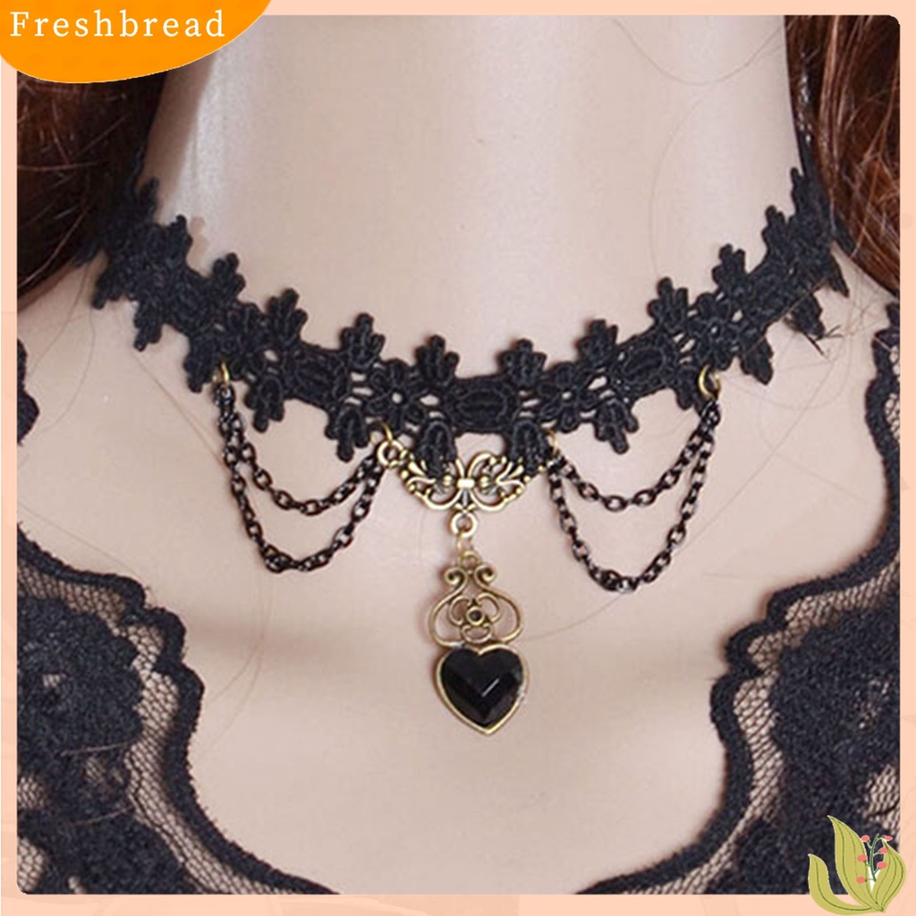 [TERLARIS]Necklace Colorfast Lace Edge Alloy Black Lace Chain Necklaces for Wedding