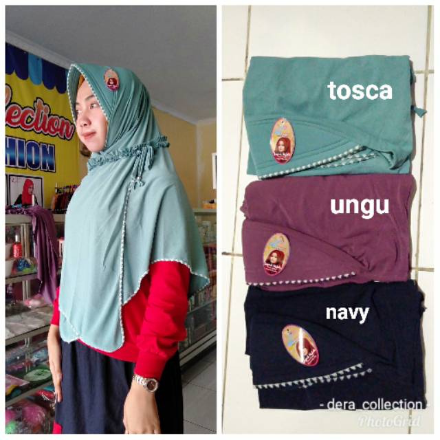Jilbab jumbo kriwil tali/jilbab instan