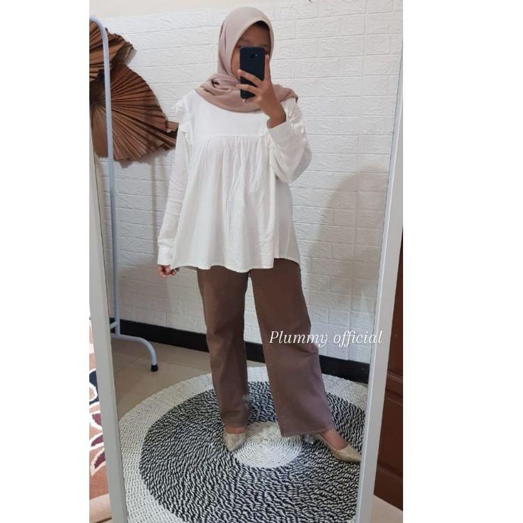 (LANGSUNG ATC..) CELANA KULOT JEANS LOOSE WANITA POLOS PASTEL LILAC CREAM HIGHWAIST JENS CUTBRAY