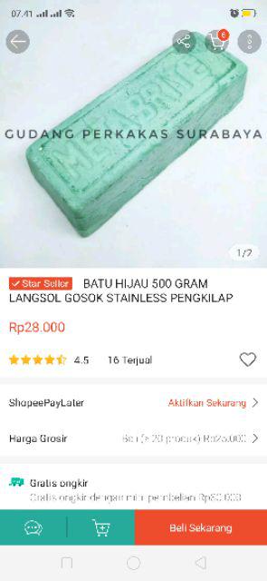 Batu Hijau 500 Gram Langsol Gosok Stainless Pengkilap Poles Kuningan Watu Ijo Bagus