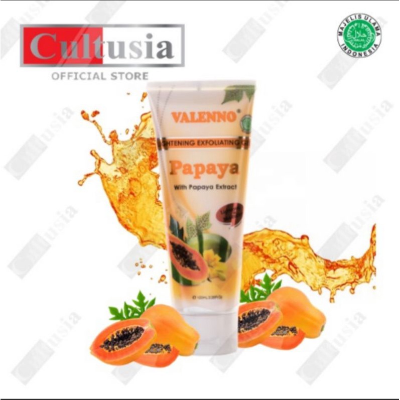 Valenno Valeno Exfoliating Gel Daki 60ML /  Facial Foam Papaya Sabun Cuci Muka 40ML Bpom