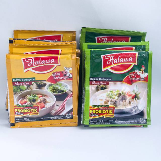 

Original RENCENG Halawa Bumbu Serba Guna Rasa Ayam Sapi Probiotik Isi 12 Shacet