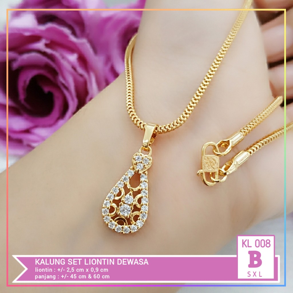 Kalung xuping kalung dewasa permata labu rantai milano lapis emas gold KL 008