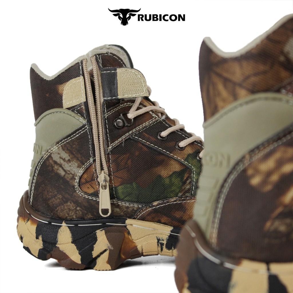 RUBICON 6 INCH ARMY CAMO SEPATU BOOTS TACTICAL TRACKING UJUNG BESI RESLLETING AKTIF KERJA LAPANGAN