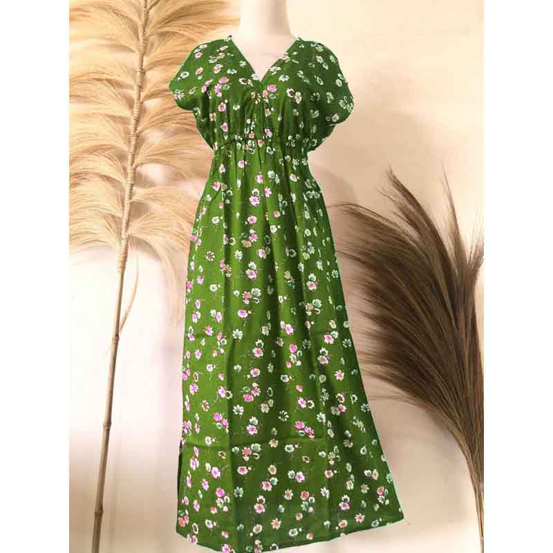 Dress Manohara Bali Panjang Mawar-Semanggi Army