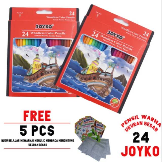 

Joyko 24 Ukuran Besar Woodless Color Pensil Warna Tanpa Kayu