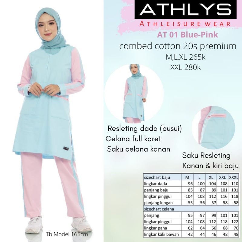Setelan senam muslimah/ Setelan gowes muslimah/ Setelan kaos senam muslimah/ ATHLYS