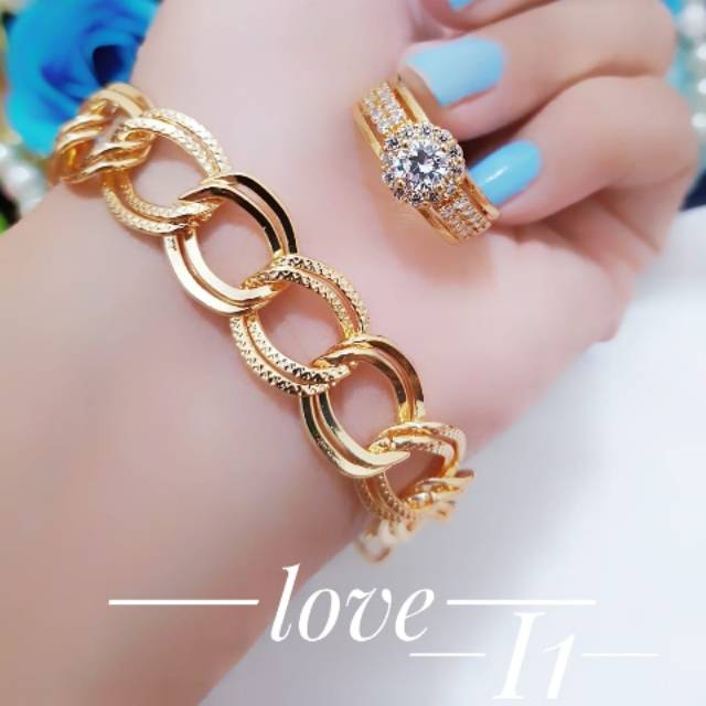 Gelang tangan plus cincin xuping cantik 9988