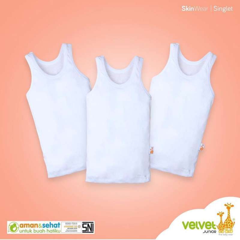 3 Pcs Singlet Velvet Junior | Kaos Dalam Anak &amp; Bayi | Singlet Anak | Kaos Dalam Velvet | Sguna Grosir 3 Pcs