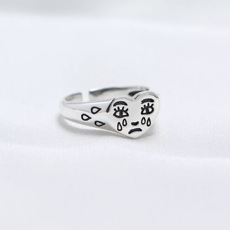 Crying Face Love Ring Korean Style Personality Retro Hip Hop